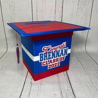 Royal Blue, Red, & White 8x8 Graduation Card Box