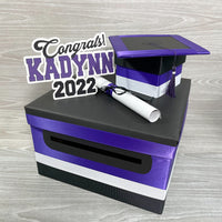 Graduation Card Box - Purple, Black, White 10x10