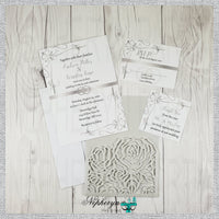 Silver & White Wedding Invitation Set