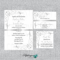 Silver & White Wedding Invitation Set