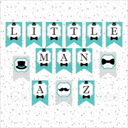 Teal & Gray Little Man Banner