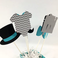 Little Man Centerpiece Sticks - Teal, Gray