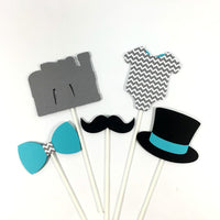 Little Man Centerpiece Sticks - Teal, Gray