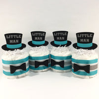 Little Man Mini Diaper Cakes, Teal, Gray
