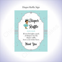 Teal & Silver Girl Diaper Raffle Sign, Brown
