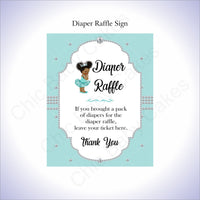Teal & Silver Girl Diaper Raffle Sign, Curly Afro