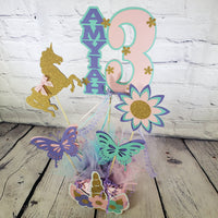 Unicorn Birthday Centerpiece - Lavender, Pink, Aqua, Gold