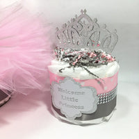 Princess Tutu Diaper Cake Set - Pink, Silver