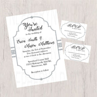 White and Silver Diamond Wedding Invite Set