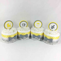 Yellow & Gray Baby Shower Mini Diaper Cakes