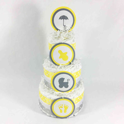 Yellow & Gray Gender Neutral Diaper Cake