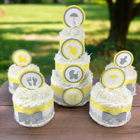 Yellow & Gray Gender Neutral Diaper Cake Set