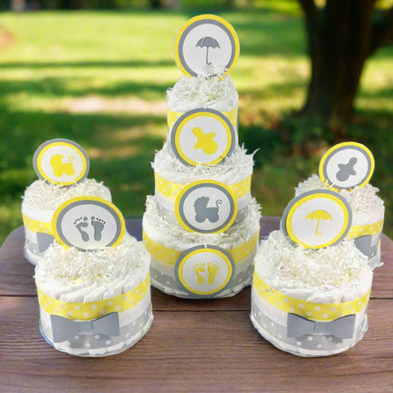 Yellow & Gray Gender Neutral Diaper Cake Set