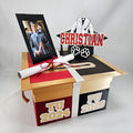 High School to Graduation Card Box, 10x10 - Maroon, Black, Gold