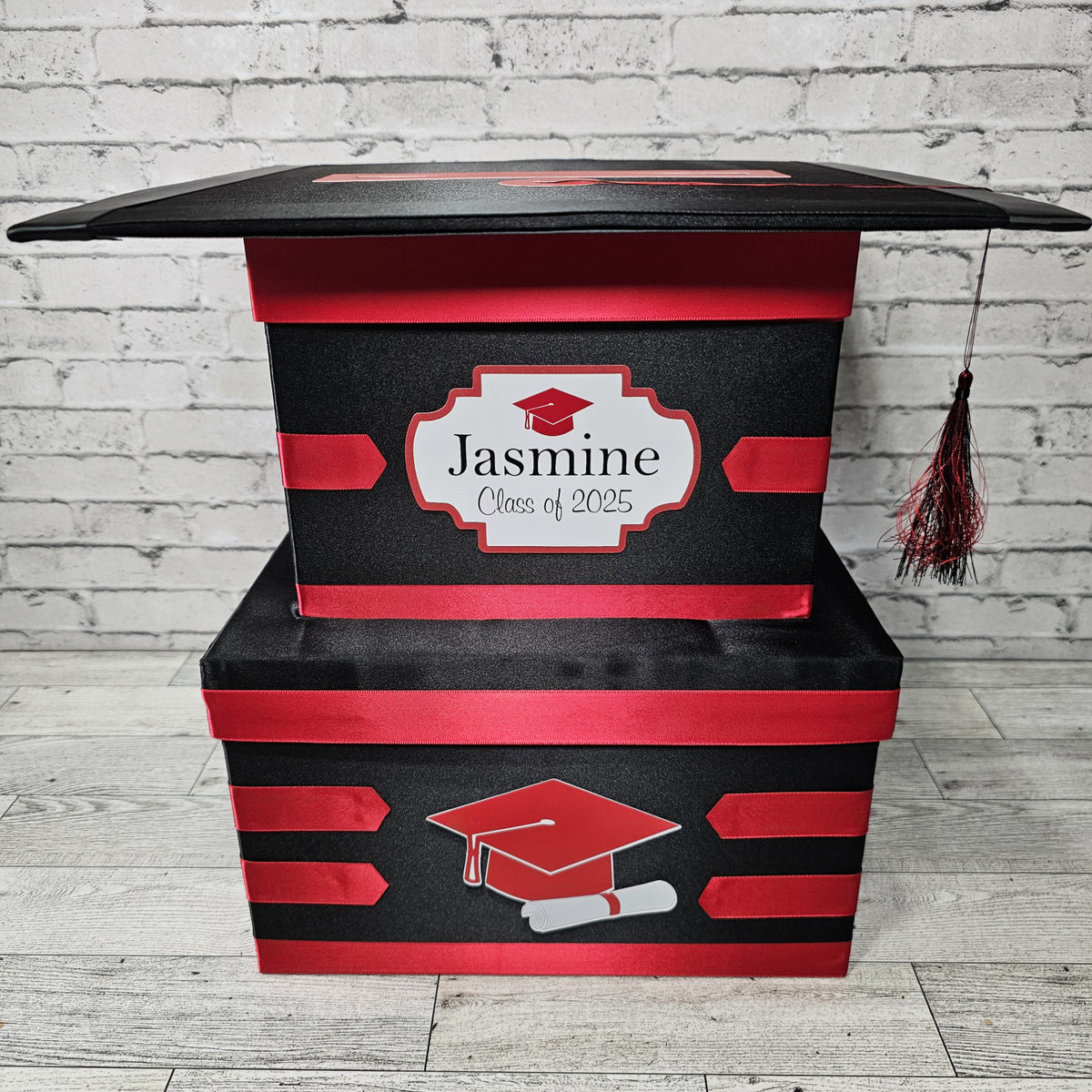 Doctorate Graduation Card Box, Red & Black