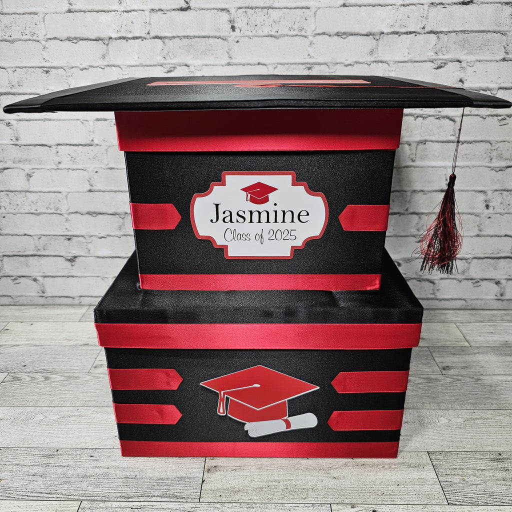 Graduation Party 2026 Graduation Card Box - Red Black Decor With Card Holder For Grad Gifts Graduation Frame With Tassel Holder Graduation Party 2026 Graduation Card Box - Red Black Decor With Card Holder For Grad Gifts Graduation Frame With Tassel Holder
