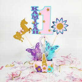 Unicorn Birthday Centerpiece - Lavender, Pink, Aqua, Gold