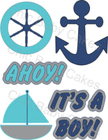 Nautical Diaper Cake Topper Decoration, Navy, Light Teal
