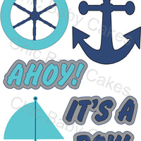 Nautical Diaper Cake Topper Decoration, Navy, Light Teal