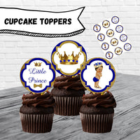 Little Prince Printable Cupcake Toppers & Wrappers - Royal Blue, Gold
