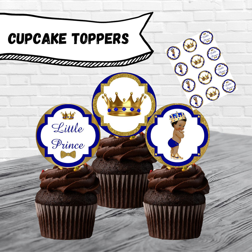 Blue and Gold Little Prince Cupcake Toppers