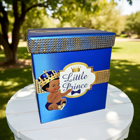 Blue and Gold Little Prince Baby Shower Card Box