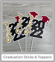 Graduation Cake Topper - Orange, Black
