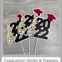 Graduation Cake Topper - Orange, Black