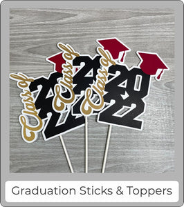 Graduation Cake Topper - Orange, Black