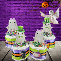 Halloween Gender Reveal Baby Shower Diaper Cakes
