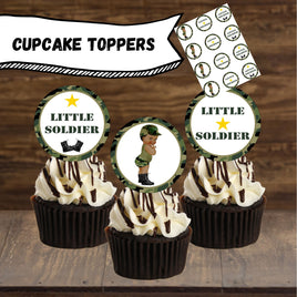 Little Soldier Cupcake Toppers, Black