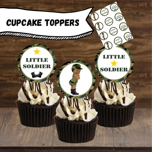 Little Soldier Cupcake Toppers, Black