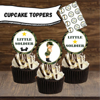 Little Soldier Cupcake Toppers, Brunette
