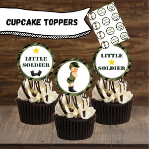 Little Soldier Cupcake Toppers, Brunette