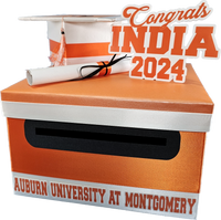 Graduation Card Box - Orange, White 10x10
