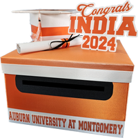 Graduation Card Box - Orange, White 10x10