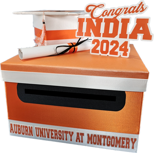 Graduation Card Box - Orange, White 10x10