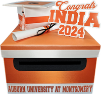 Graduation Card Box - Orange, White 10x10
