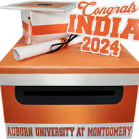 Graduation Card Box - Orange, White 10x10