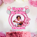 Pink and Silver Balloons 3D Happy Birthday Photo Cake Topper