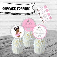 Pink and Silver Little Princess Cupcake Toppers, Curly
