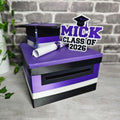 Royal Purple and Black Graduation Card Box 10x10x6