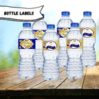 Royal Blue and Gold Little Prince Water Bottle Labels Brown