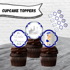 Royal Blue and Silver Little Prince Cupcake Toppers Blonde