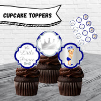 Royal Blue and Silver Little Prince Cupcake Toppers Blonde