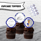 Royal Blue and Silver Little Prince Cupcake Toppers Brown