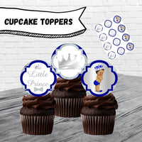 Royal Blue and Silver Little Prince Cupcake Toppers Brown