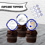 Royal Blue and Silver Little Prince Cupcake Toppers Brunette