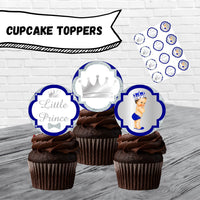 Royal Blue and Silver Little Prince Cupcake Toppers Brunette