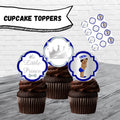 Royal Blue and Silver Little Prince Cupcake Toppers Curly